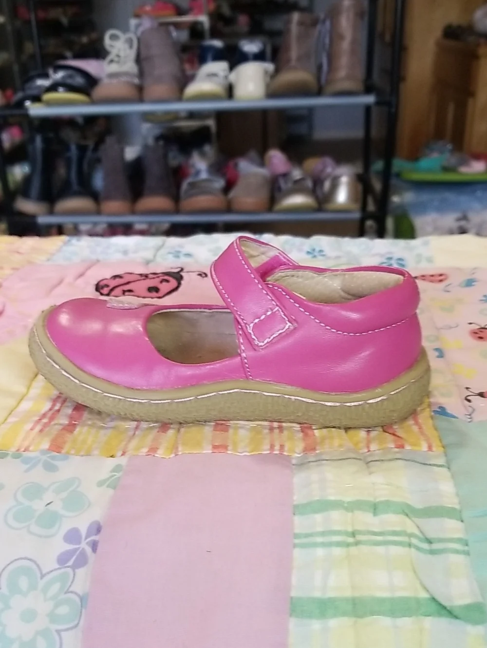 Livie & Luca Pink Leather Mary Jane Shoes with Bird Applique Size 7 Pio Pio